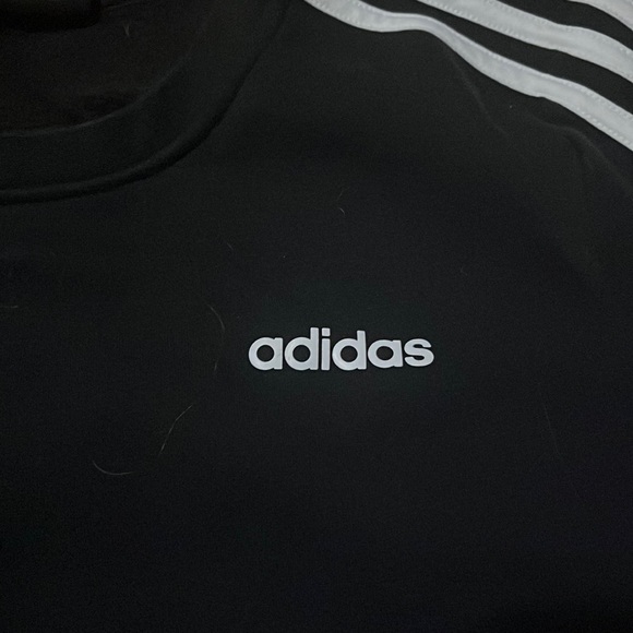 Adidas Sweatshirt Men S Tag M Black Pullover Crew Neck Solid Spellout Logo - Picture 2 of 8